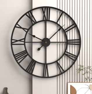 Hodiny - Podkrovné nástenné hodiny čierne 50cm
